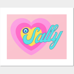 Sally in Colorful Heart Illustration with Evil Eye Posters and Art